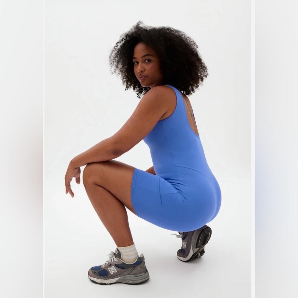 GIRLFRIEND COLLECTIVE Bike Unitard Workout Gym Onsie One Piece Blue Onsie 2XL